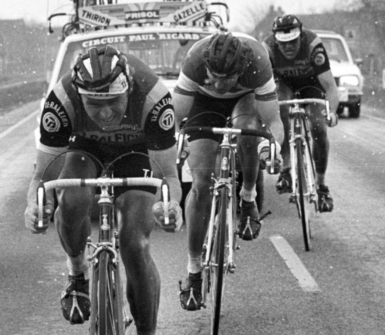 Heerlen-Limburg-wielrennen-cycling-cyclisme- archief-stock-archive- Amstel Gold Race diverse jaren- Finale met Gerrie Knetemann en Hennie Kuiper (TI Raleigh) en Jan Raas (Frisol) foto Cor Vos ©2005